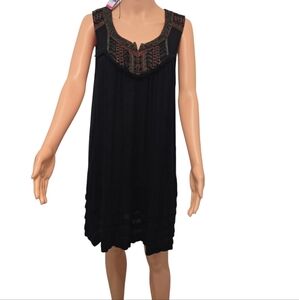 Free People Aztec Bib Beaded Embroidered Dress Size M